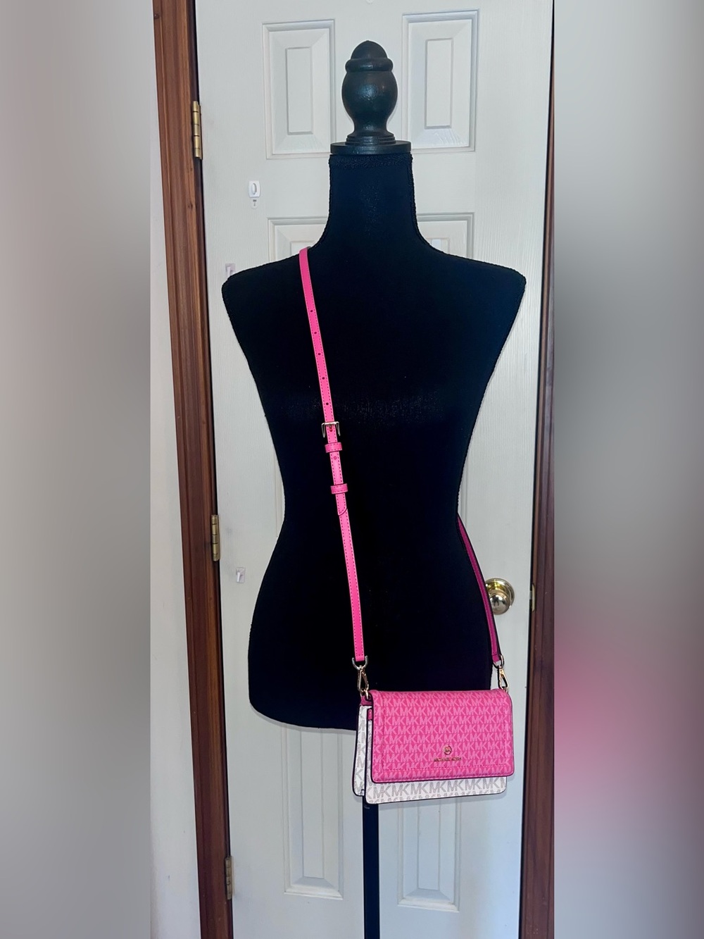 Michael Kors Pink Signature MK Crossbody with Adjustable Strap